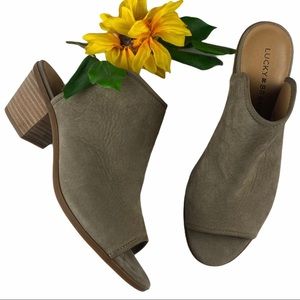 Lucky Brand Baldomero Heel Leather Slide Mules